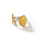 Custom Stainless Steel Shell Star Adjustable Ring