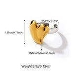 Plain Stainless Steel Gold Heart Open Ring