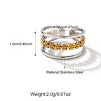 316L Stainless Steel Three-row Hollow Flower Ring