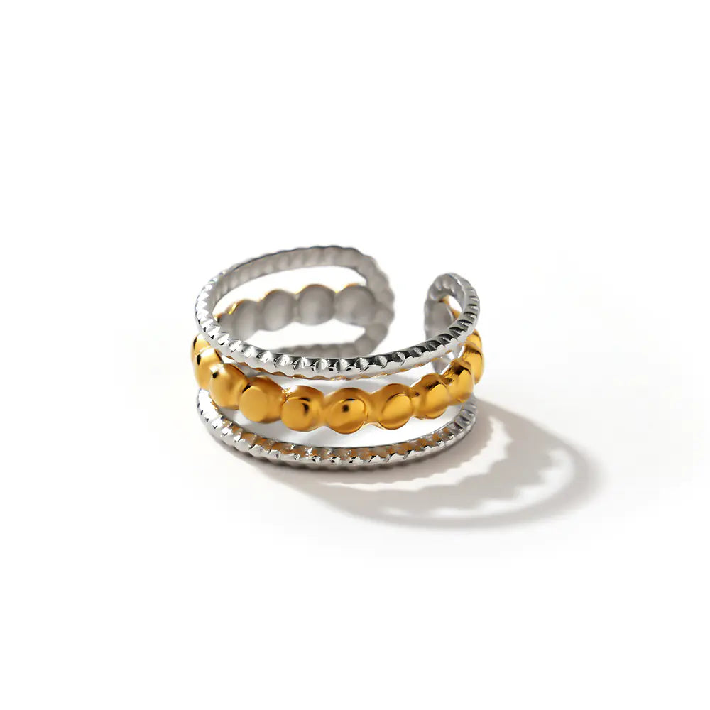 Gold Plated Stainless Steel 3-row Adjustable Ring