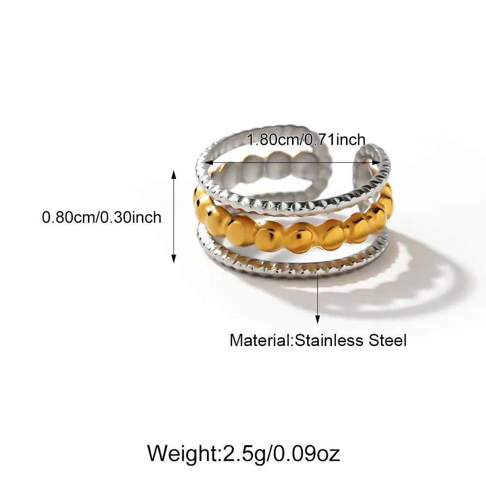Gold Plated Stainless Steel 3-row Adjustable Ring