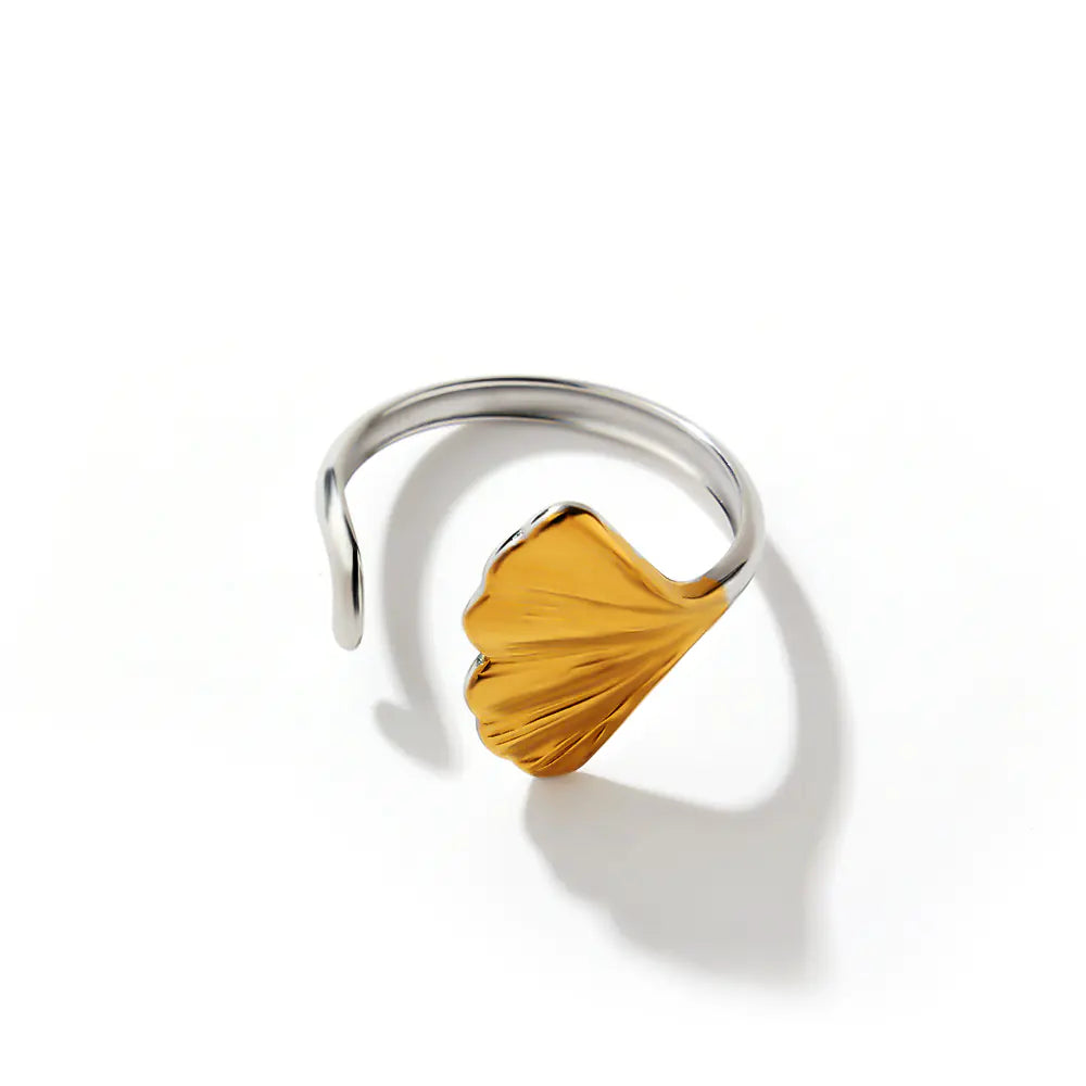 Two-tone Shell Stainless Steel Adjustable Ring