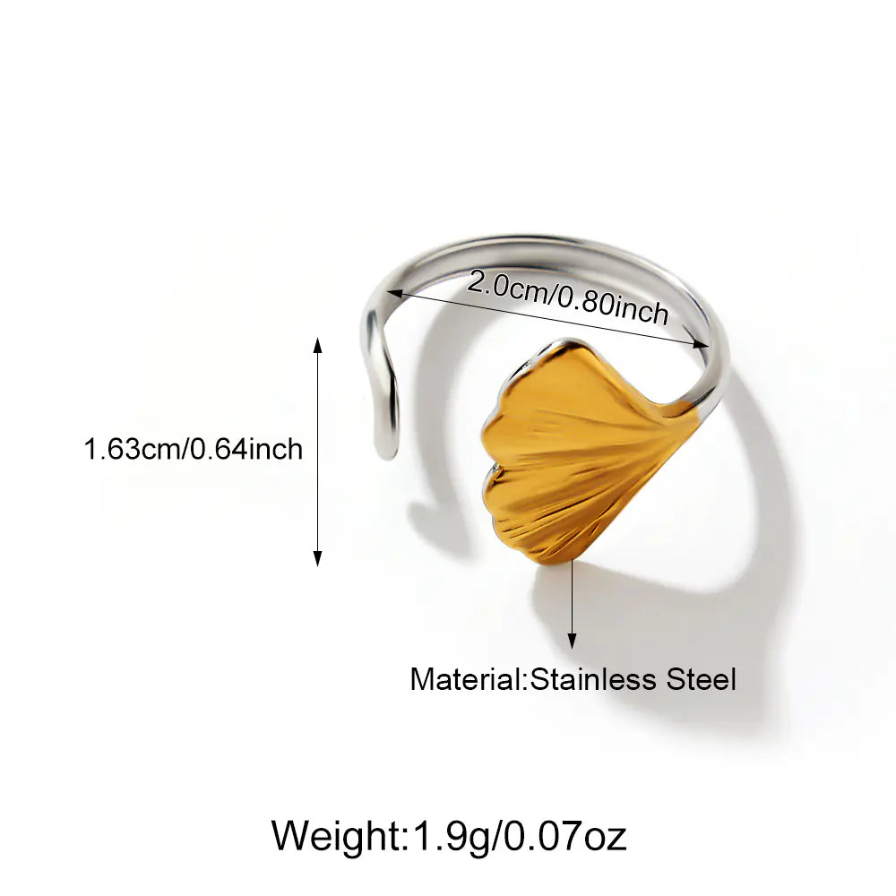 Two-tone Shell Stainless Steel Adjustable Ring