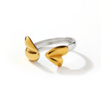18K Gold Plated Stainless Steel Heart Open Rings