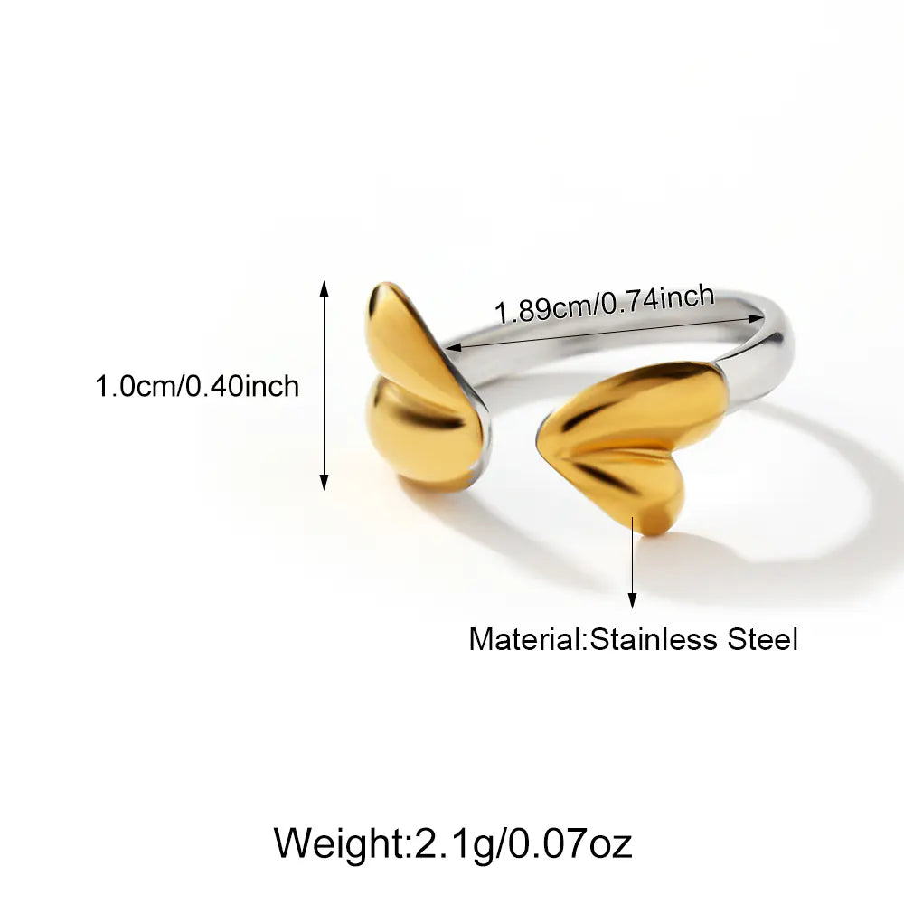 18K Gold Plated Stainless Steel Heart Open Rings