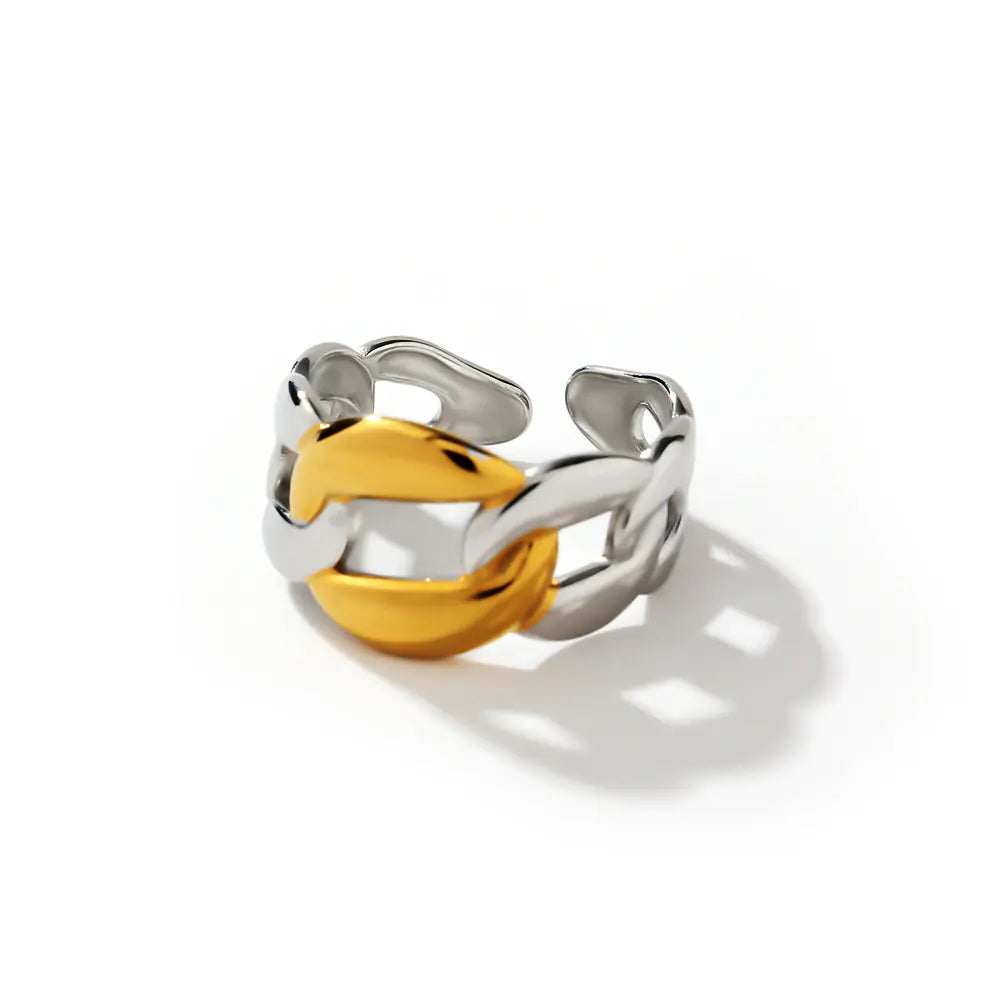 No Tarnished Stainless Steel Two-Tone Chain Rings