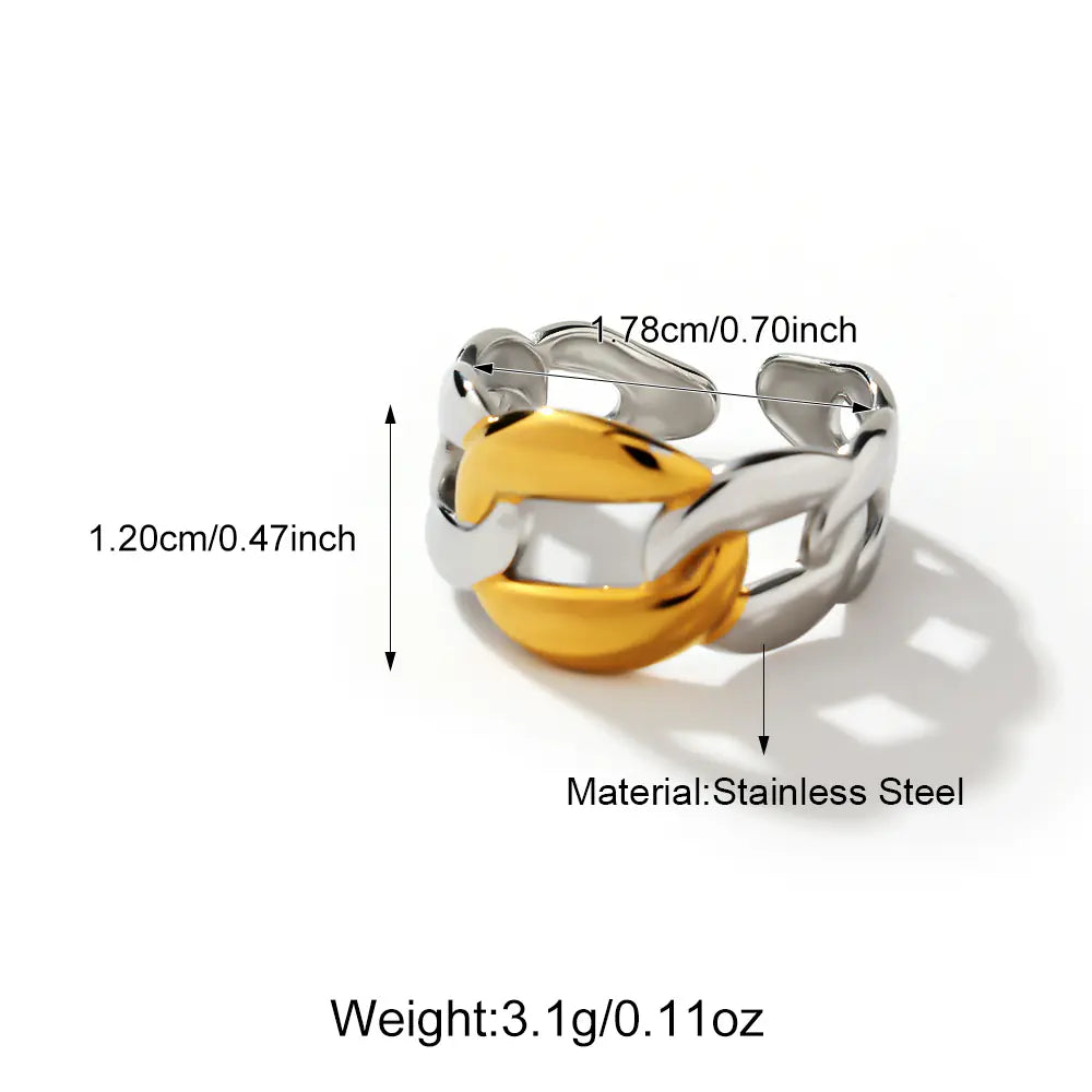 No Tarnished Stainless Steel Two-Tone Chain Rings