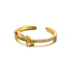 Fashion 925 Silver Full Diamond Bow Ajustable Ring