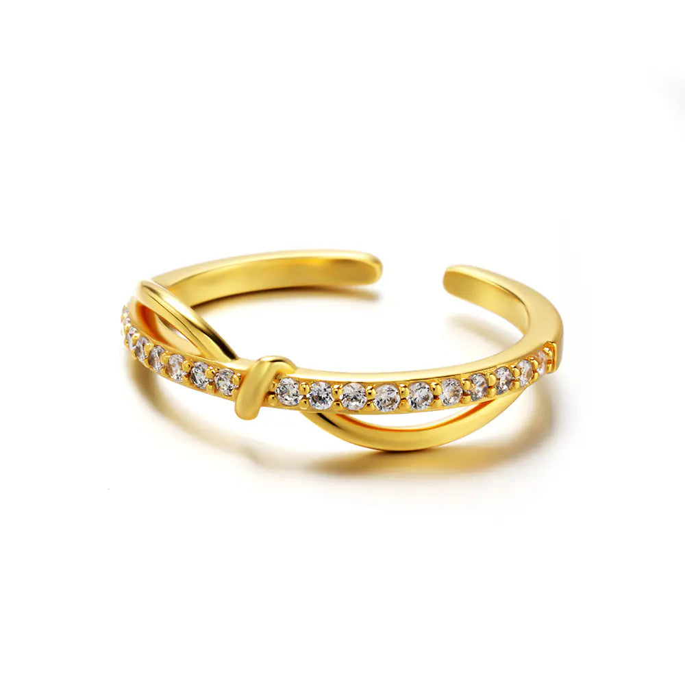 925 Sterling Silver One-line CZ Adjustable Ring