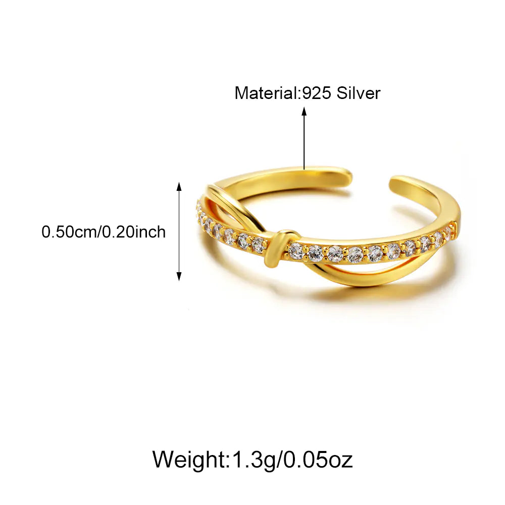 925 Sterling Silver One-line CZ Adjustable Ring