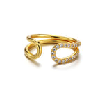 Fashion 925 Sterling Silver CZ Stones Open Rings
