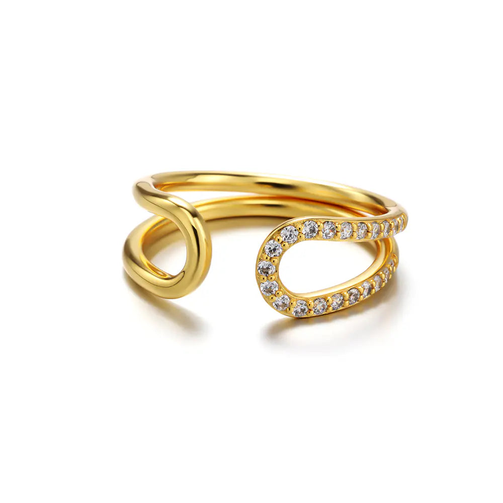 Fashion 925 Sterling Silver CZ Stones Open Rings