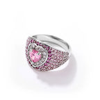 New Fashion Brass Clear Pink CZ Heart Ring
