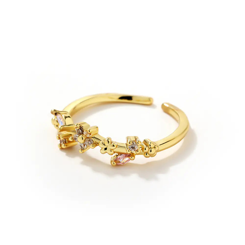 Brass Colored CZ Adjustable Rings