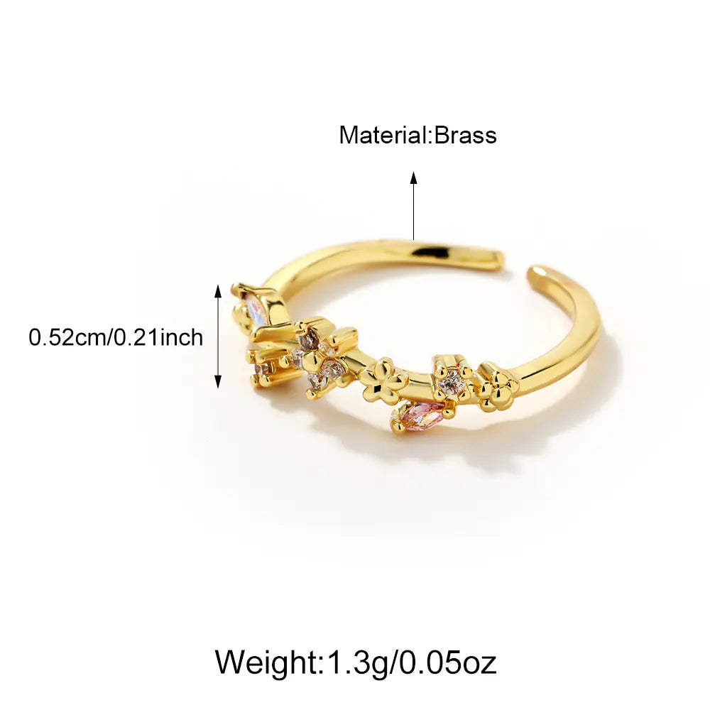 Brass Colored CZ Adjustable Rings