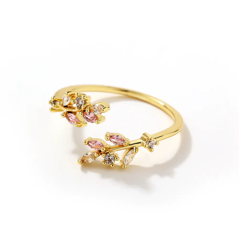 New Arrival Flower Brass CZ Opening Rings
