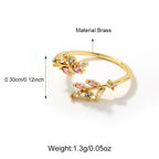 New Arrival Flower Brass CZ Opening Rings