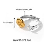 Two-tone Shell Stainless Steel Adjustable Ring