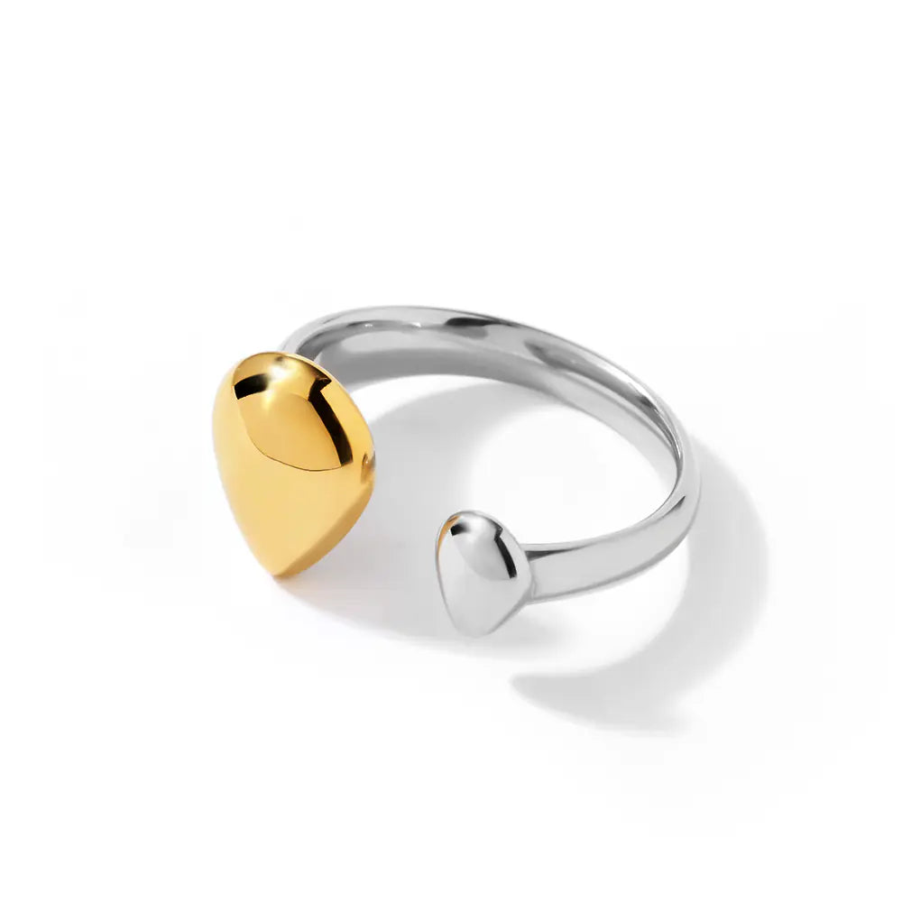 Stainless Steel Two-tone Irregular Adjustable Ring