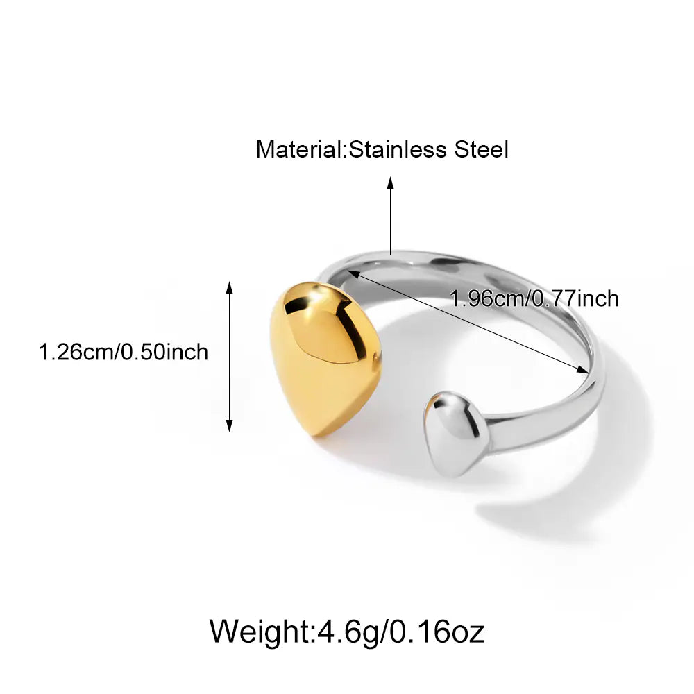 Stainless Steel Two-tone Irregular Adjustable Ring