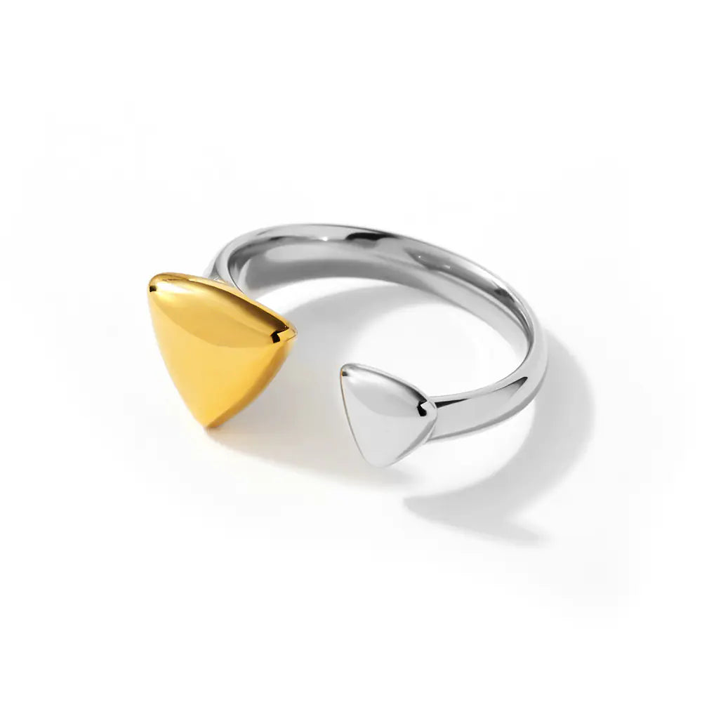 Stainless Steel Two-tone Irregular Adjustable Ring