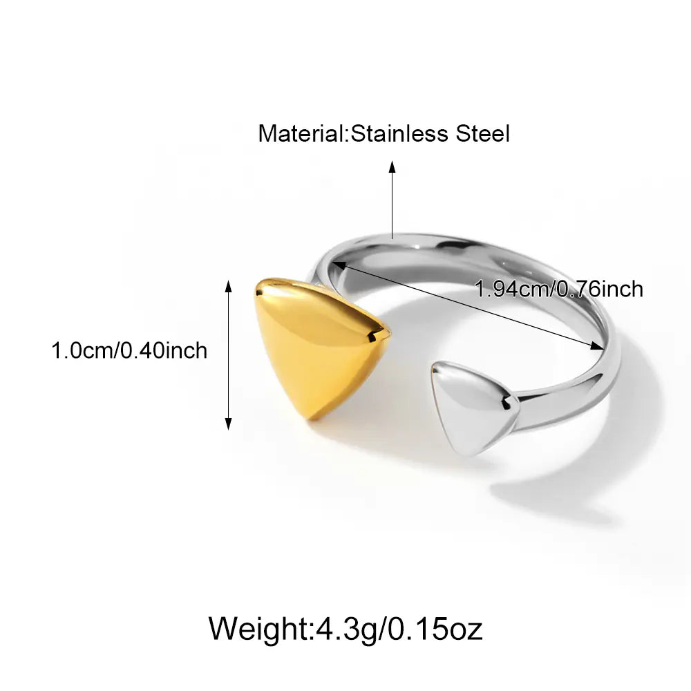 Stainless Steel Two-tone Irregular Adjustable Ring