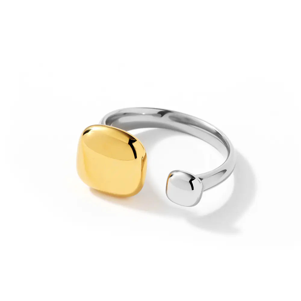 Stainless Steel Two-tone Irregular Adjustable Ring