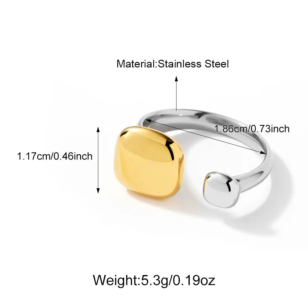 Stainless Steel Two-tone Irregular Adjustable Ring