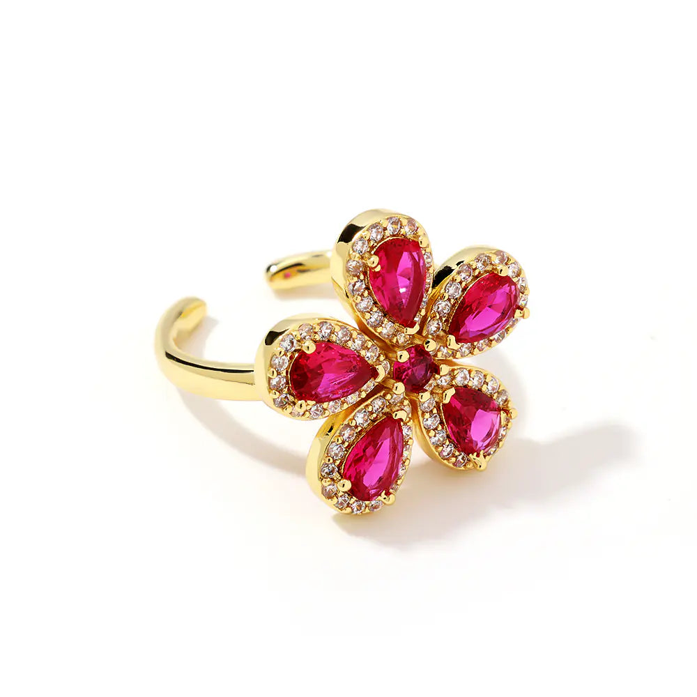 Brass CZ Flower Styles Ladies Rings