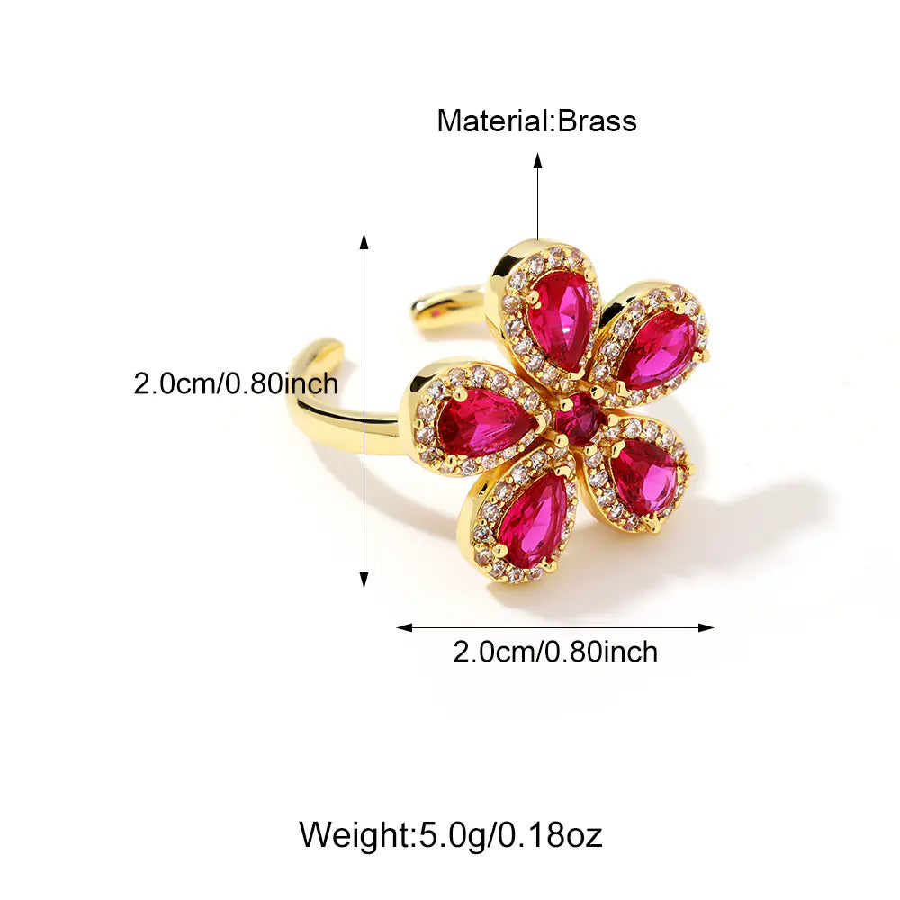 Brass CZ Flower Styles Ladies Rings