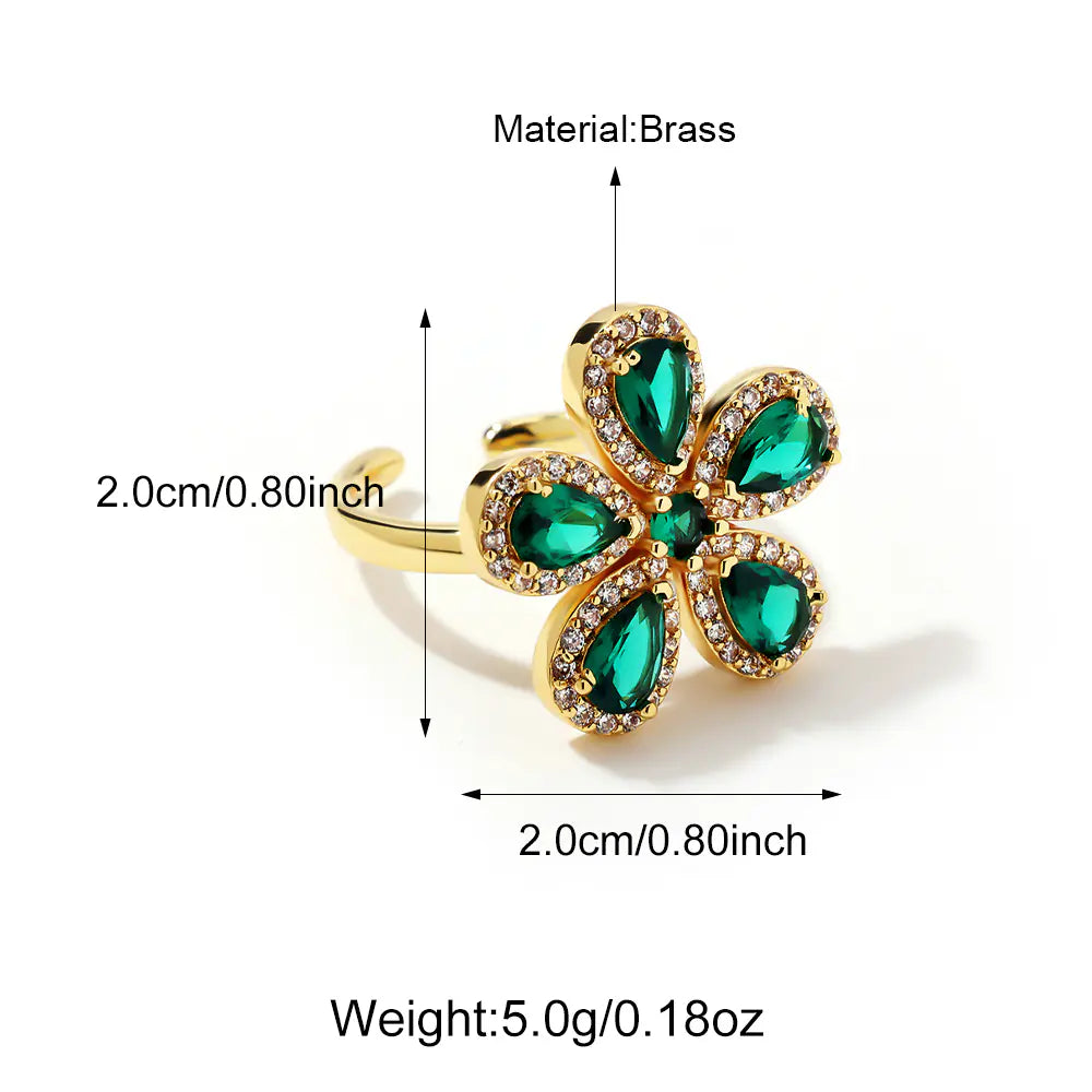 Brass CZ Flower Styles Ladies Rings
