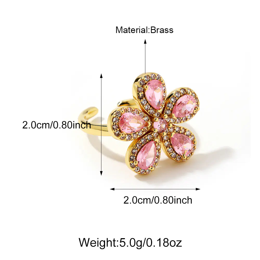 Brass CZ Flower Styles Ladies Rings