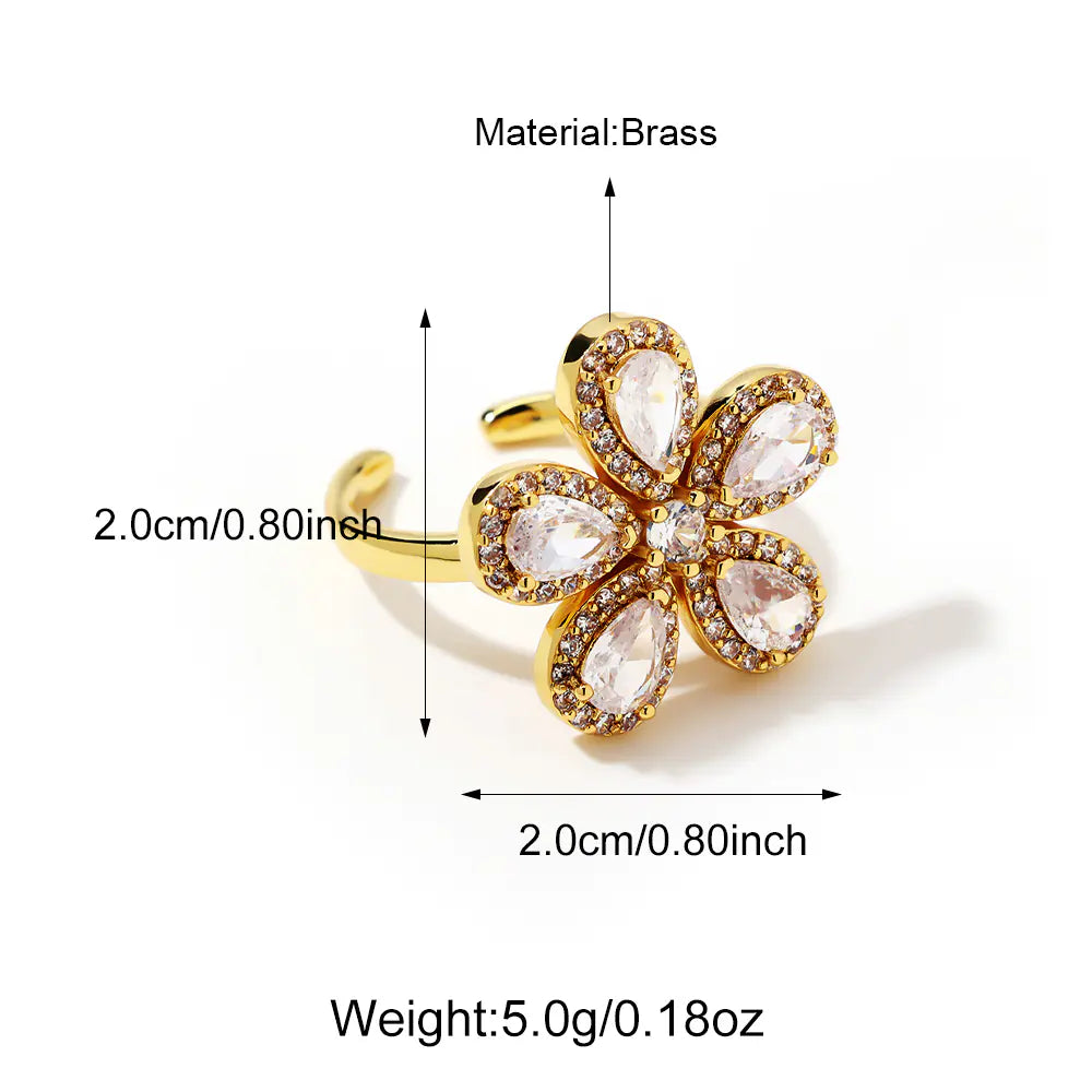 Brass CZ Flower Styles Ladies Rings