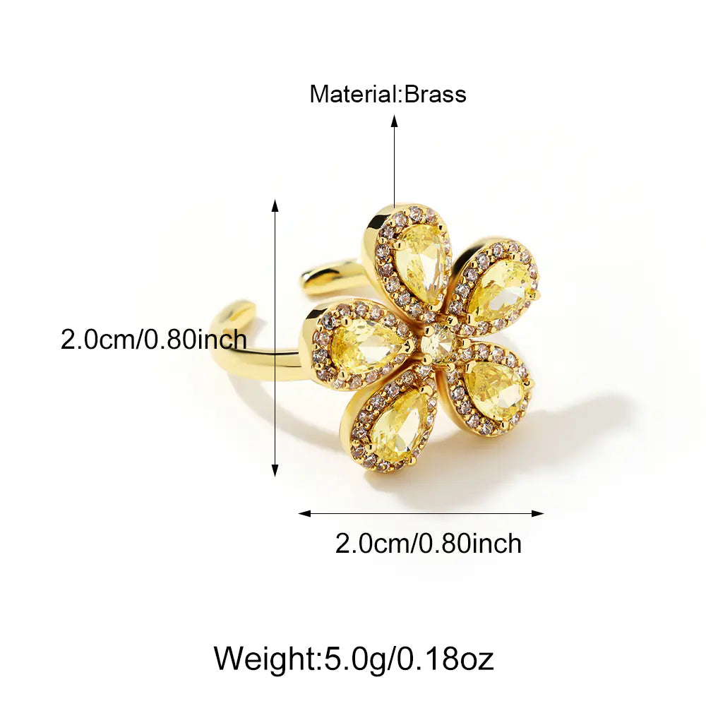 Brass CZ Flower Styles Ladies Rings