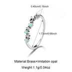 Stackable Brass Inlaid Imitated Opal Half Eternity Ring