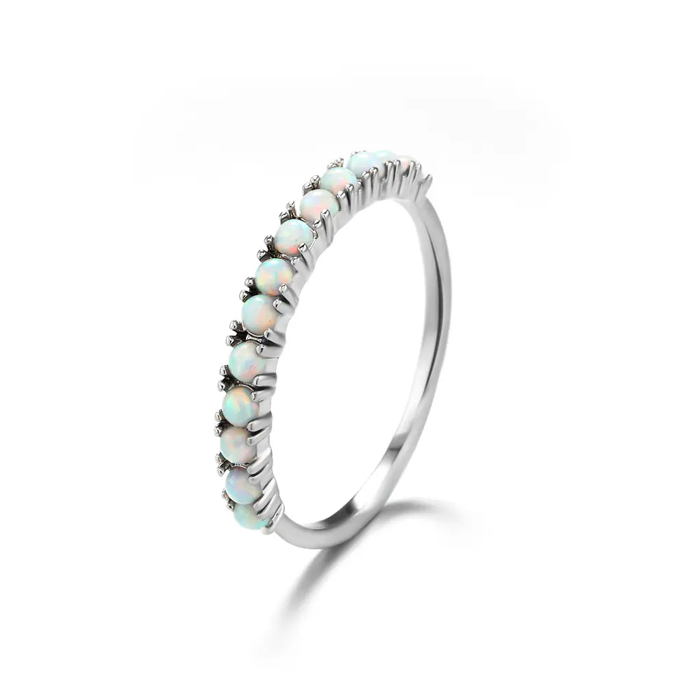 Luxury Dainty Moonstone Opal Eternity Ring