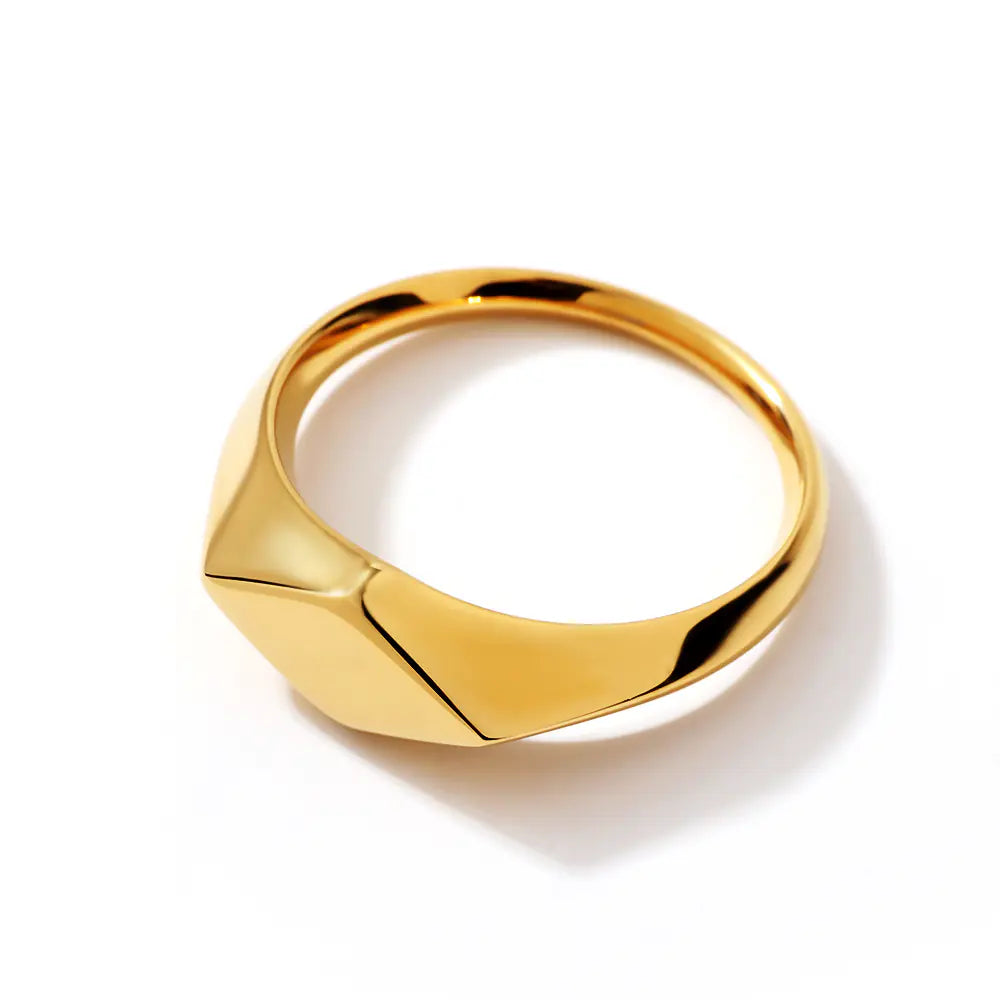 Gold Plated Stainless Steel Diamond Faceted Ring