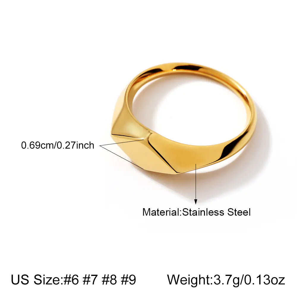 Gold Plated Stainless Steel Diamond Faceted Ring