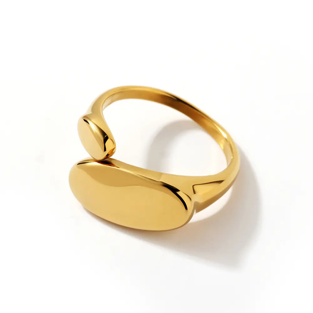 Stainless Steel Big Small Circle Gold Plated Ring