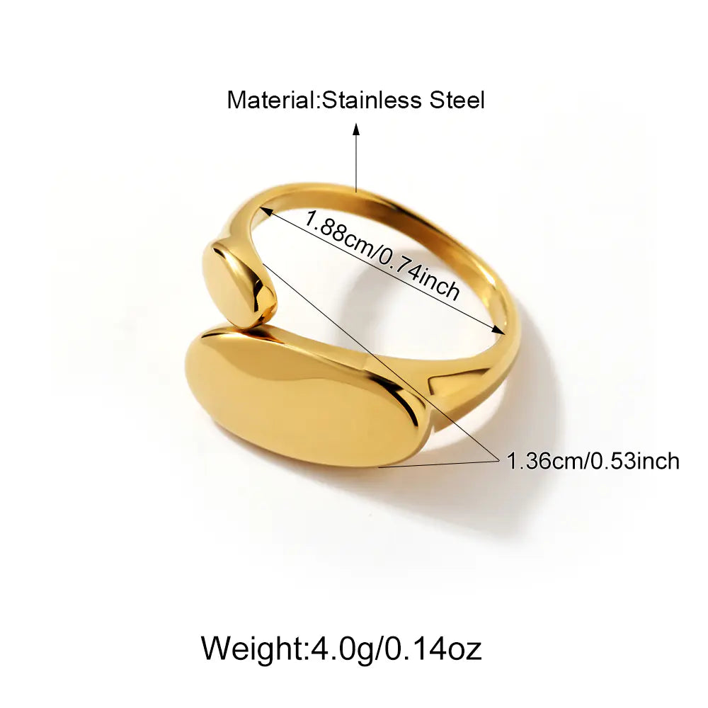 Stainless Steel Big Small Circle Gold Plated Ring