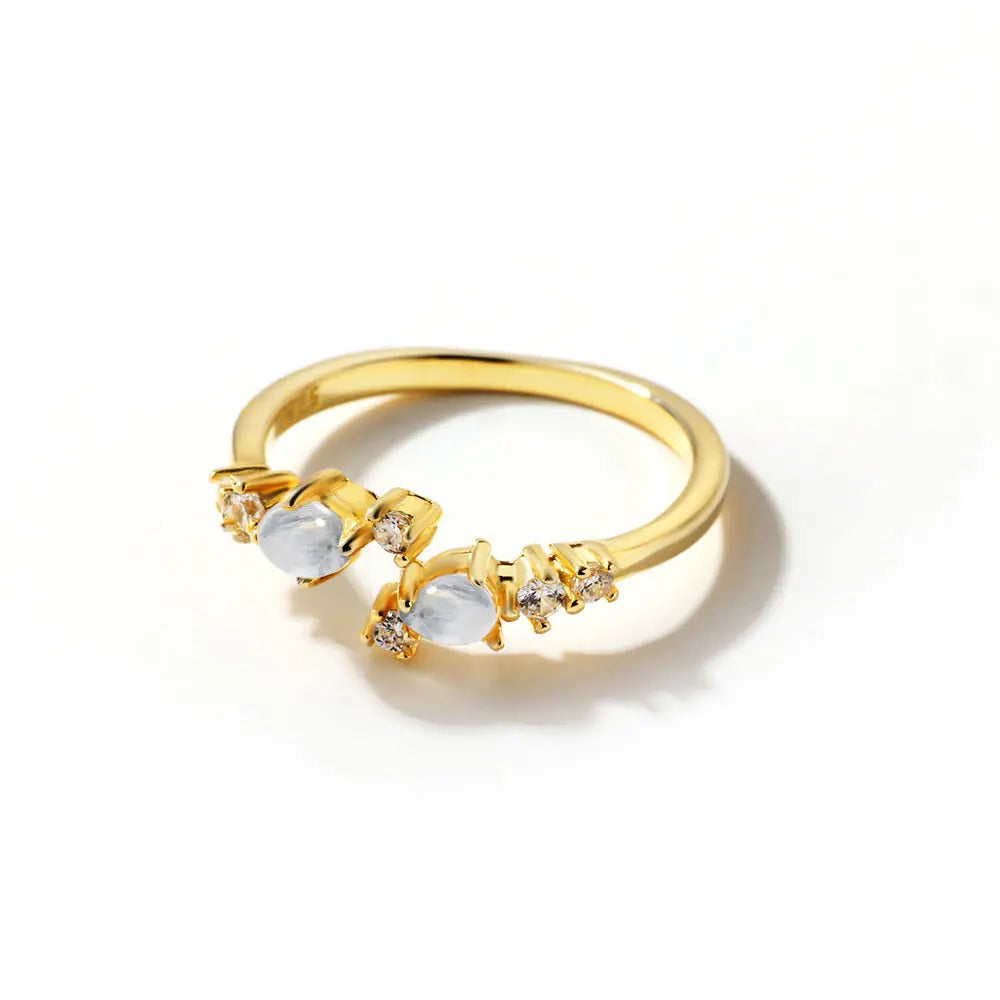 925 Sterling Silver Moonstone Adjustable Ring