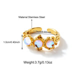 Gold-plated Stainless Steel Moonstone Open Ring