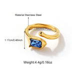 316L Stainless Steel Blue Zircon Open-style Ring