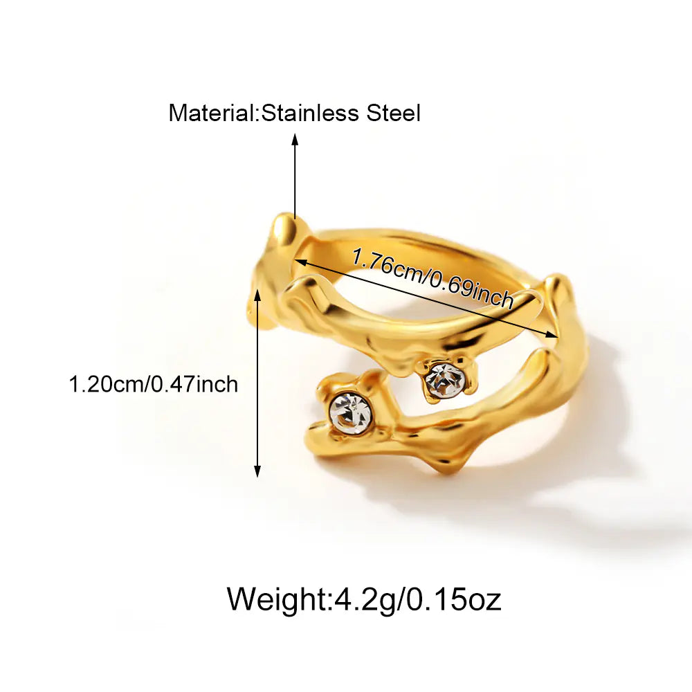 Pink Heart Shape Zicorn Stainless Steel Open Ring