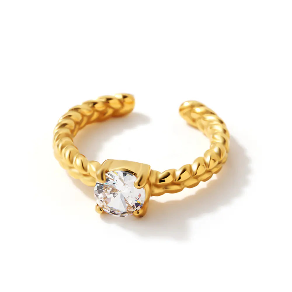 Stainless Steel Moonstone Design Open Ring