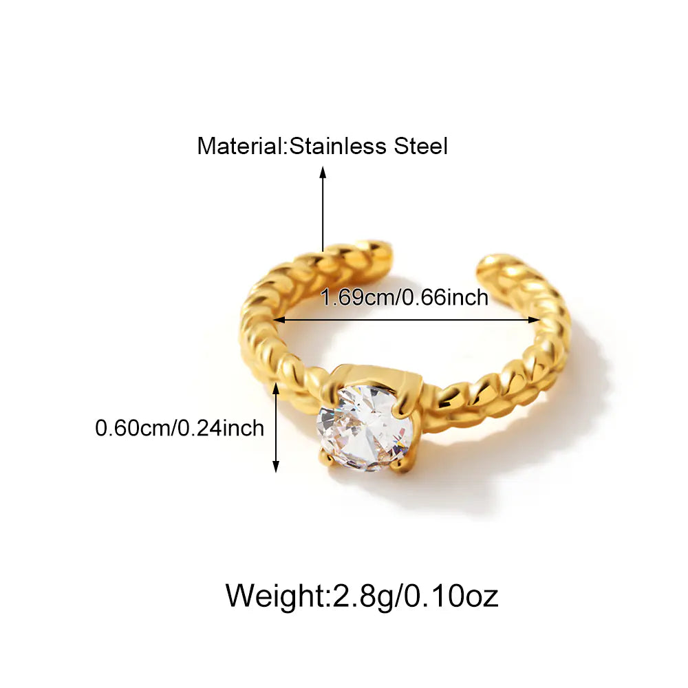 Stainless Steel Moonstone Design Open Ring