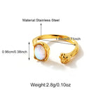 Stainless Steel Moonstone Design Open Ring