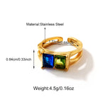 Two-Tone Double Color CZ Stainless Steel Open Ring