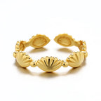 S925 Sterling Silver Shell-Inspired Fan-Shaped Ring