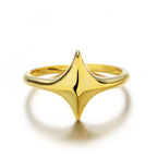 925 Sterling Silver Four-pointed starburst Plain Ring